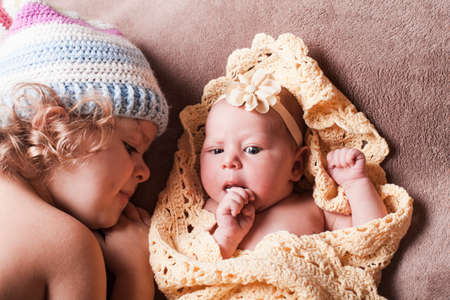 Two sisters portraitの写真素材