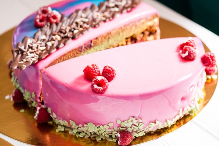 Tasty colorful cake with fresh summer berries