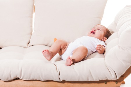 the baby is cryingの写真素材