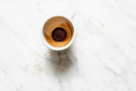 Empty white cup after espressoの写真素材