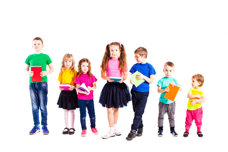 Smart children with booksの写真素材