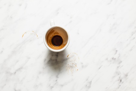 Empty white cup after espresso coffeeの写真素材