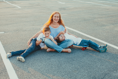 Family leisure concept in the summer outdoorsの写真素材