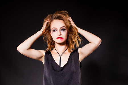 Consequences of a loud party on the black backgroundの写真素材