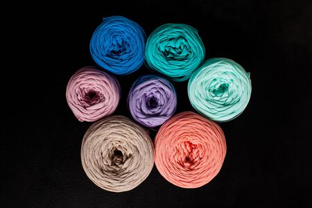 Top view heap of textile yarn ballsの写真素材