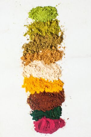 Various dietary supplements scattered on the tableの写真素材