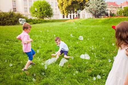 Wonderful vacation for children in the city parkの写真素材