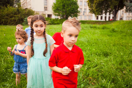 The cute kids looking forward to giftsの写真素材