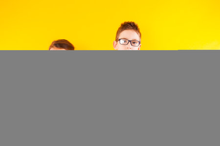 Smart boy and girl ready to learnの写真素材