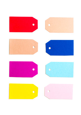 The colorful tags with the copy space for a fashion storeの写真素材