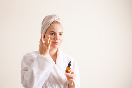 Attempts to recreate professional skin care at homeの写真素材