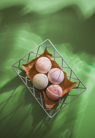 Wellness time with set of organic bath bombsの写真素材