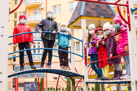The friends meet on the playground during a pandemic