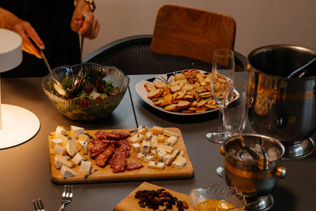 Party for two with champagne and appetizers