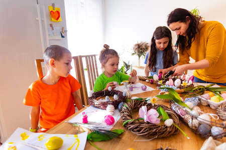 Family time together while lockdown before Easterの写真素材