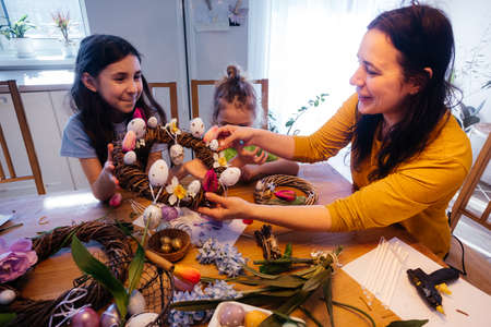 Family time together while lockdown before Easterの写真素材