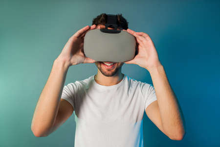 Man using a gaming gadget for virtual reality