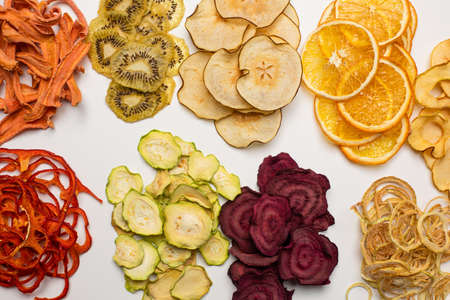 The set of different chips from dried fruitsの写真素材