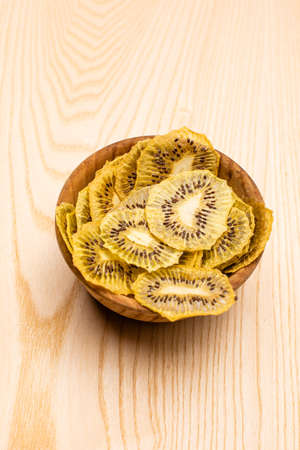 Kiwi dried fruits heap on the tableの写真素材