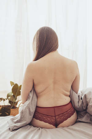 Morning meditation in bed after early awakeningの写真素材