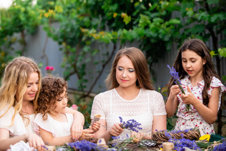 Female florist organised workshop during lavender blooming