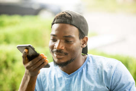 Happy man during video call with his friend