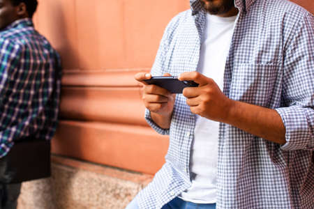 The group of diverse students are communicating onlineの写真素材