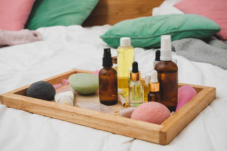 The set of natural skincare products for spaの写真素材
