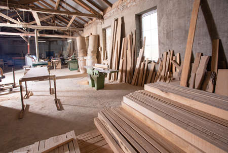 Modern carpentry shop for the manufacture wooden furnitureの写真素材