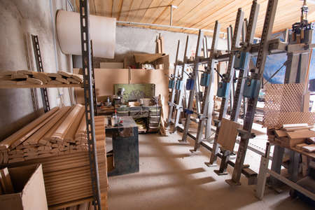 Modern carpentry shop for the manufacture wooden furnitureの写真素材