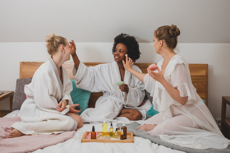 The young women are having a spa partyの写真素材