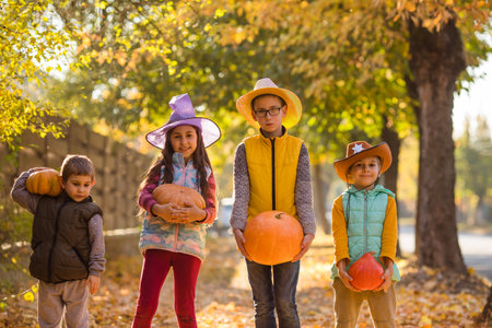 Halloween and Thanksgiving time fun for kidsの写真素材