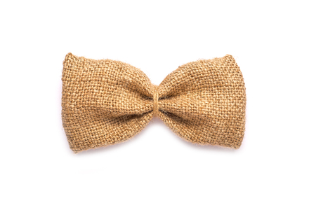 Bow tie for men out of burlap.On a white background for designersの写真素材