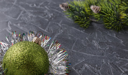 New Year's Christmas tree toys. Christmas background.の写真素材