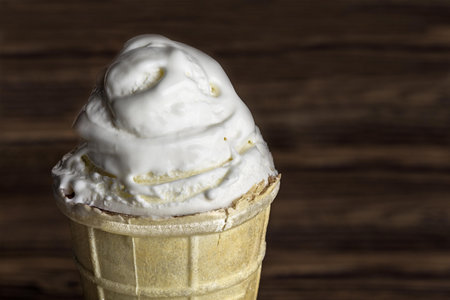 vanilla ice cream in a waffle glass