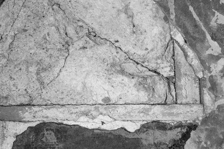 broken wall with broken concrete in black and white style