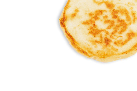 delicious round shaped pancake isolated on white backgroundの写真素材