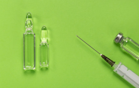 medical ampoules with medicine and a medical syringe