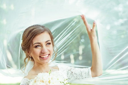 Bride under veilの写真素材