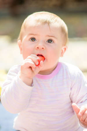 Portrait of adorable baby girlの写真素材