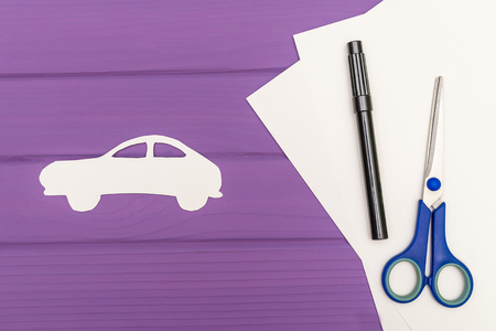 The silhouettes cut out of paper of carの写真素材