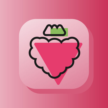 Square button raspberry fruit outline icon, pink berry. Flat symbol sign vector illustration...