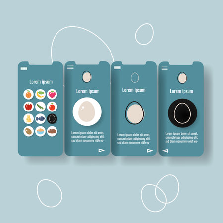 Template mobile app page with bird egg. Food outline icon vector illustrationのイラスト素材
