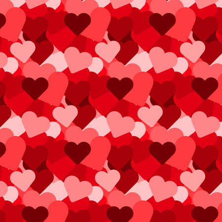 Red, pink and maroon hearts seamless pattern. Love concept. Vector Illustration. Paper cut outのイラスト素材
