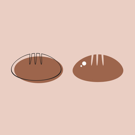 Bread outline icon logo, vector illustration, line linear sign isolated on brown background