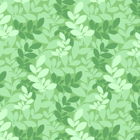 Seamless pattern of green leaves, vector illustration. Design for wallpaper, fashion, textile, fabric, wrapping, and all prints on greenのイラスト素材