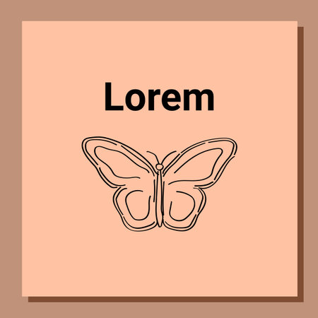 Butterfly logo template. Copy space text on beige. Vector illustrationのイラスト素材