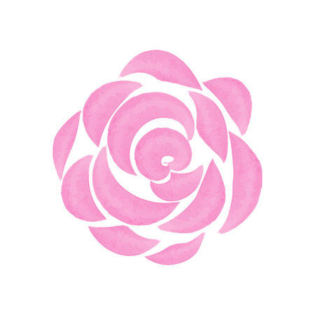 A stylized watercolor painting shows a single, elegant, light pink flower. The simple blossom features soft petal shapes against a pure white background.のイラスト素材