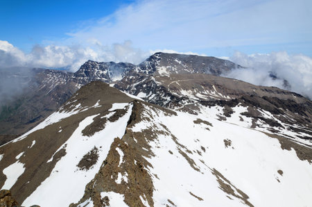 Veleta   Weather vane   is the second highest peak in the Sierra Nevada  It is relatively easy to reach the summit of the Pico del Veleta in summer の写真素材