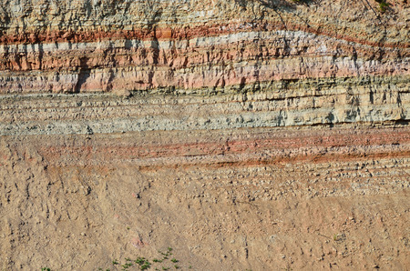 Sedimentary rocks are photographed in the canyon  They are types of rock formed by the deposition of...